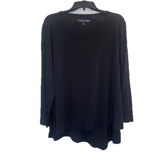 Soft Surroundings Womens Larsa Black Layered Front Tunic Top Sz 2X NEW Basic - Picture 1 of 10